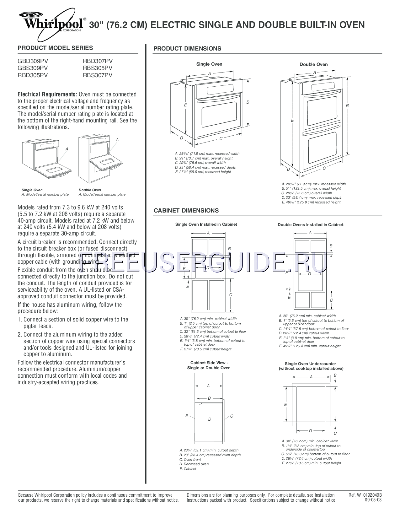 Leer online Manual de usuario para Whirlpool RBD305PV (Page 1)
