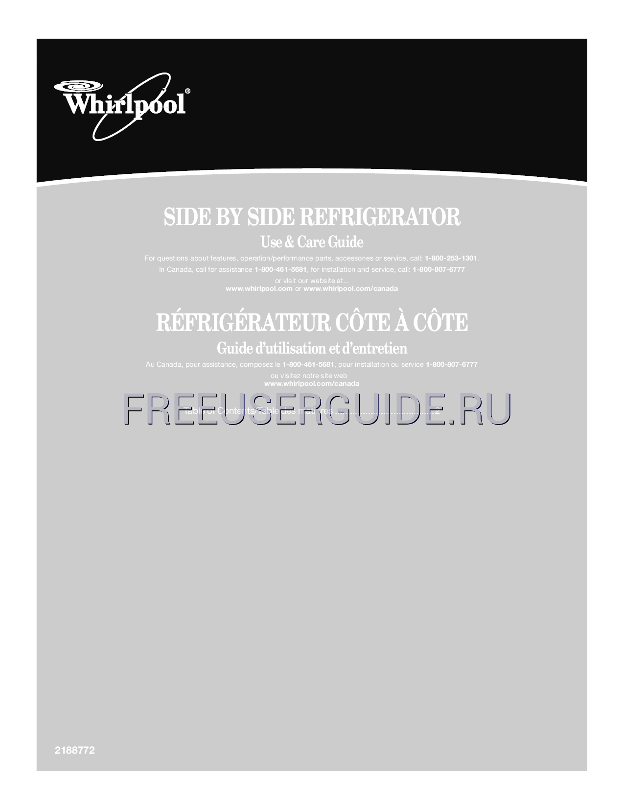 Leer online Manual de usuario para Whirlpool Refrigerator ED5JHAXML00 (Page 1)