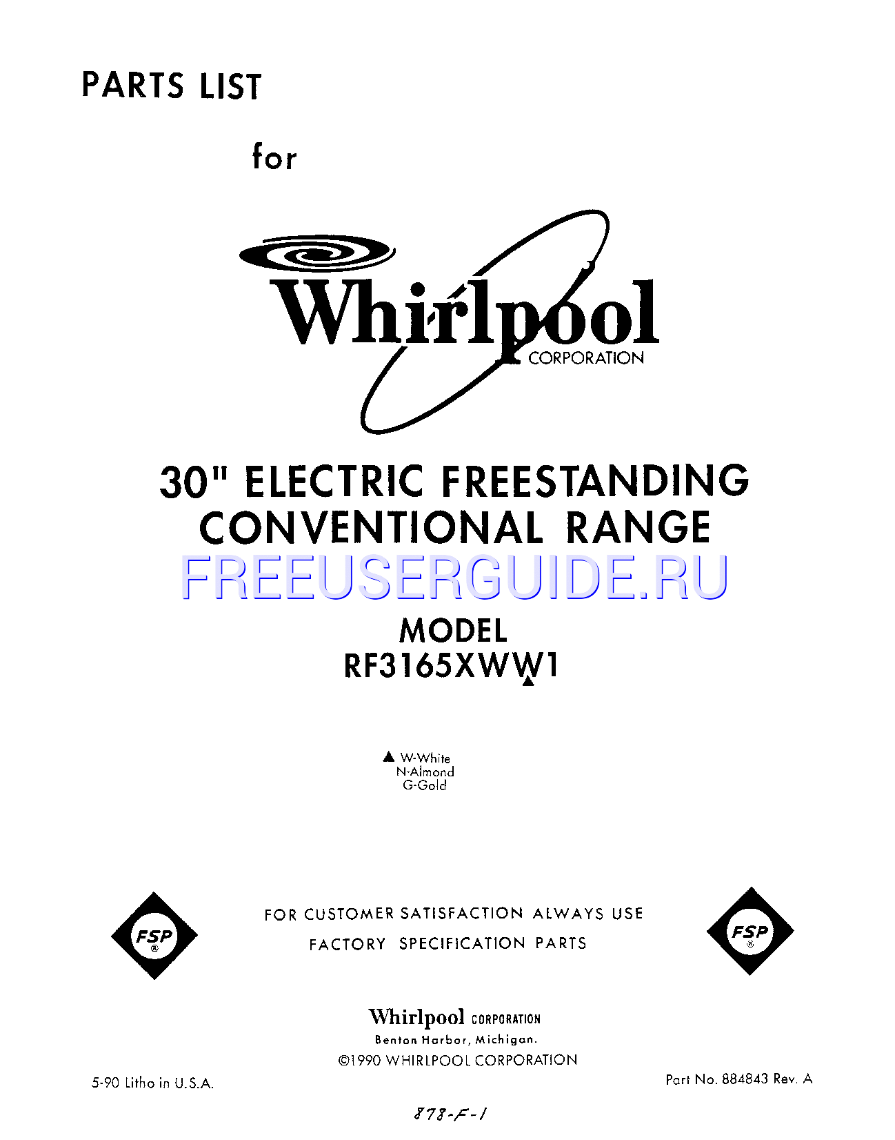 Leer online Manual de usuario para Whirlpool RF3165XWW1 (Page 1)