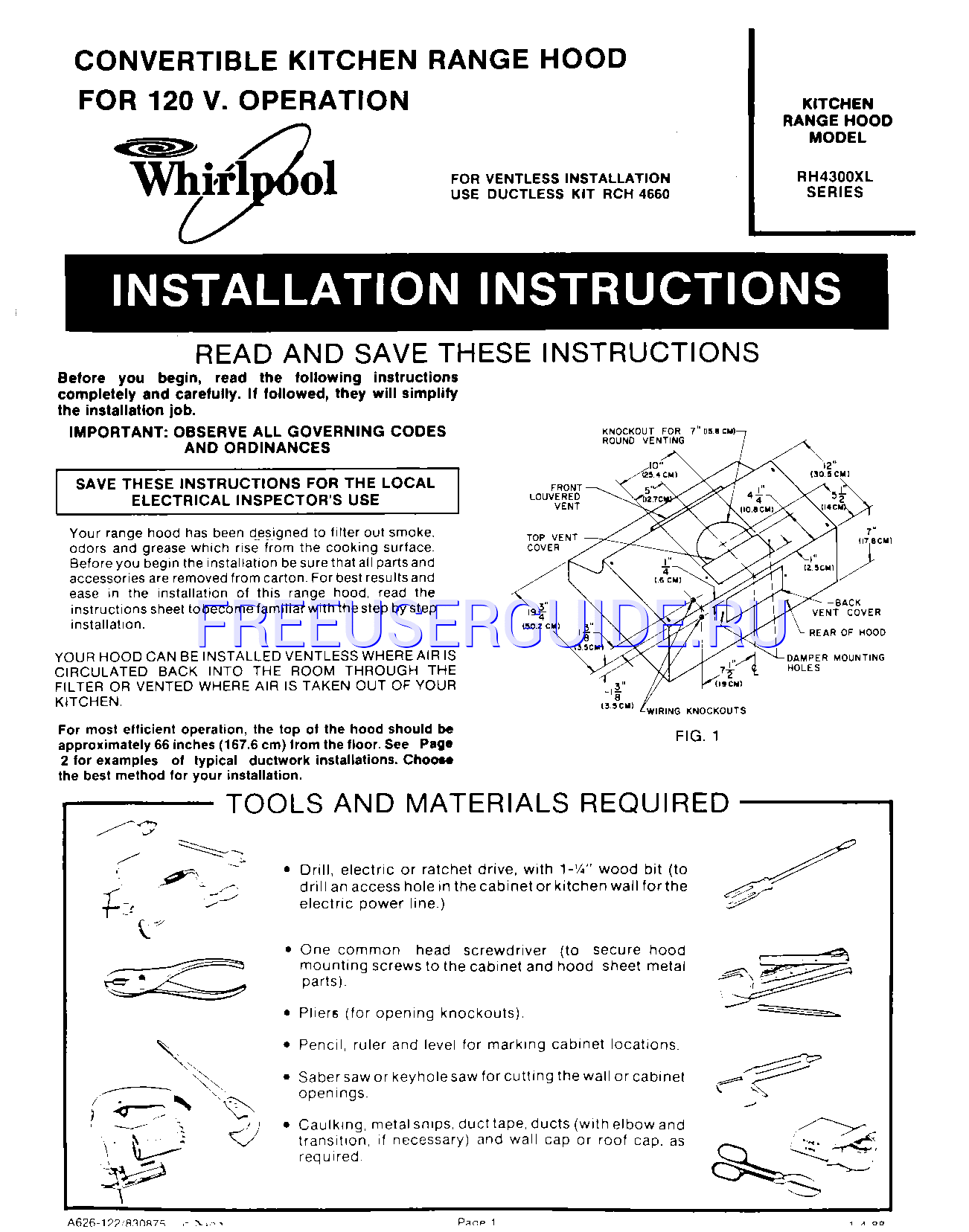 Leer online Manual de usuario para Whirlpool RH4300XL (Page 1)