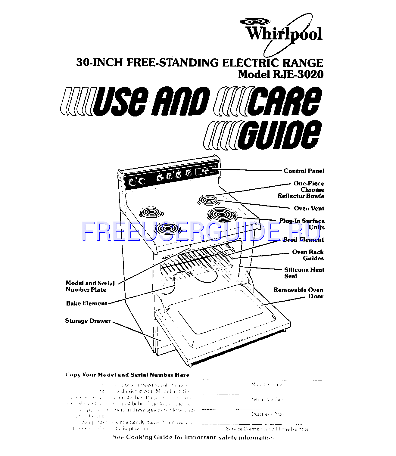 Leer online Manual de usuario para Whirlpool RJE-3020 (Page 1)