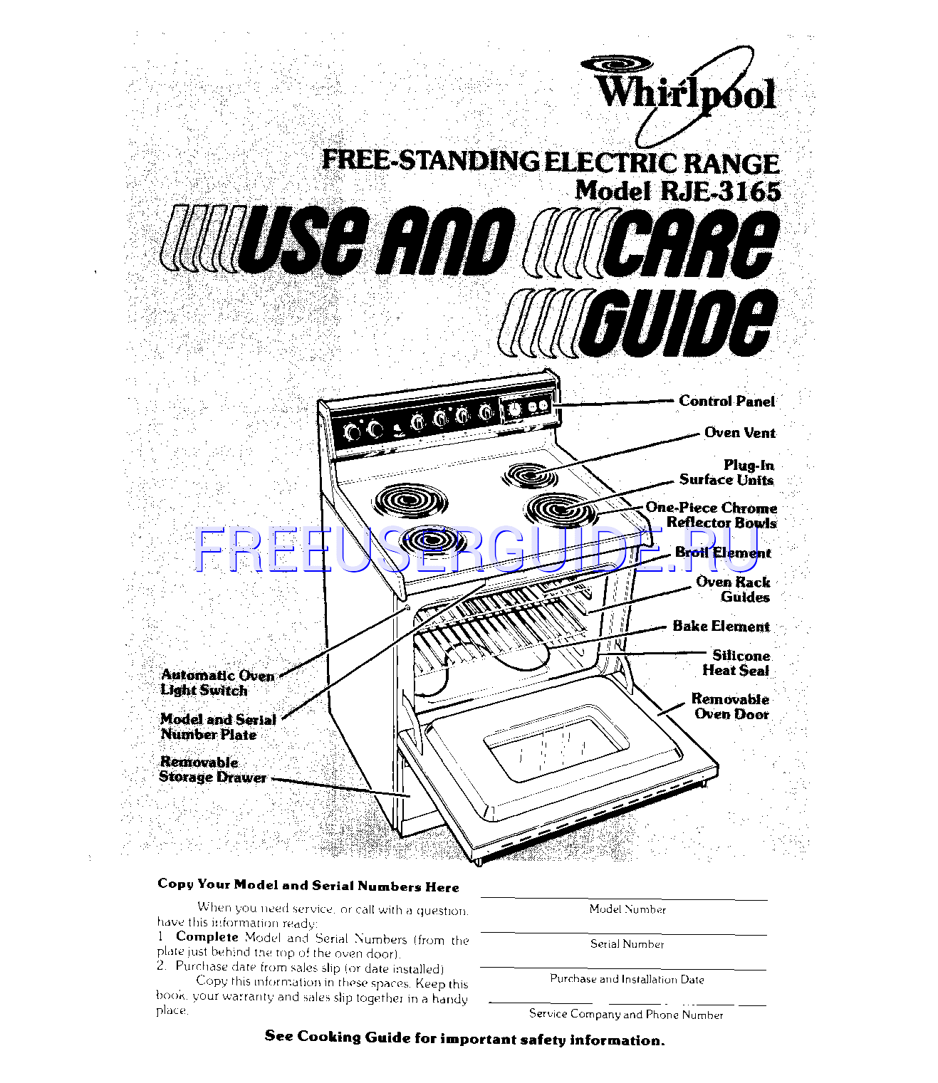 Leer online Manual de usuario para Whirlpool RJE-3165 (Page 1)